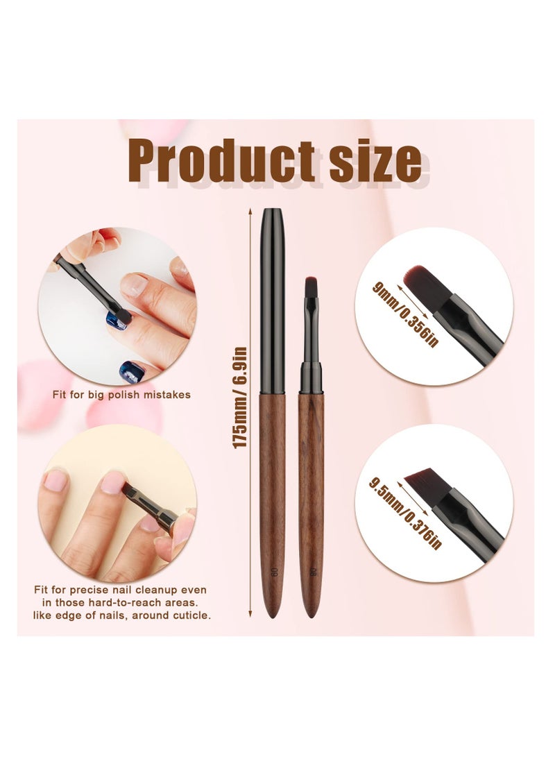 Excefore 2pcs Manicure Tools, Nail Art Painting Brushes, Round Head Flat Head Brushes for Girls Nail Painting Cleaning Polish DIY Manicure - Image 2