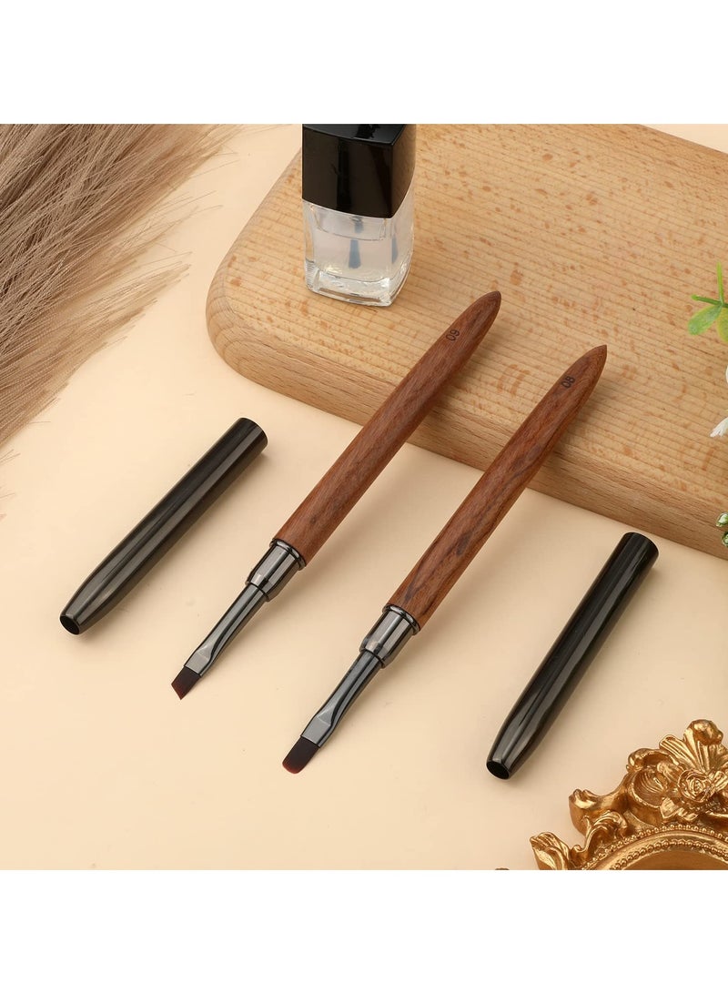 Excefore 2pcs Manicure Tools, Nail Art Painting Brushes, Round Head Flat Head Brushes for Girls Nail Painting Cleaning Polish DIY Manicure - Image 4