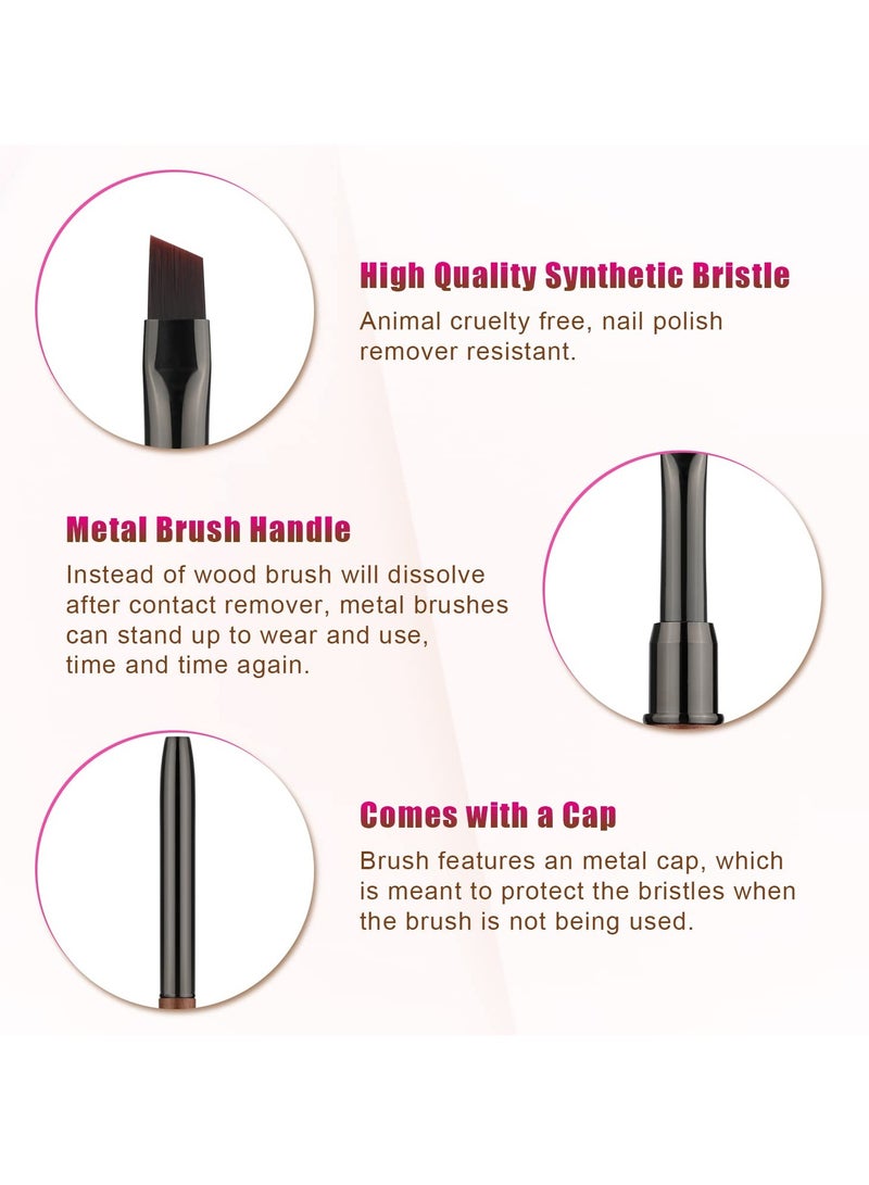 Excefore 2pcs Manicure Tools, Nail Art Painting Brushes, Round Head Flat Head Brushes for Girls Nail Painting Cleaning Polish DIY Manicure - Image 3