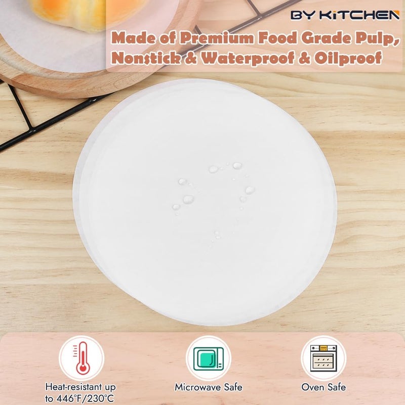 BYKITCHEN 6 Inch Parchment Paper Rounds, Set of 220, Burger Patty Paper/Hamburger Press Paper, Non Stick Small Pre-cut Round Parchment Paper for Cake Pan, Springform Pan, Smash Burger Press and More - Image 3