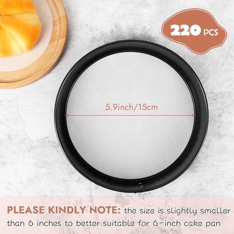 BYKITCHEN 6 Inch Parchment Paper Rounds, Set of 220, Burger Patty Paper/Hamburger Press Paper, Non Stick Small Pre-cut Round Parchment Paper for Cake Pan, Springform Pan, Smash Burger Press and More - Image 2