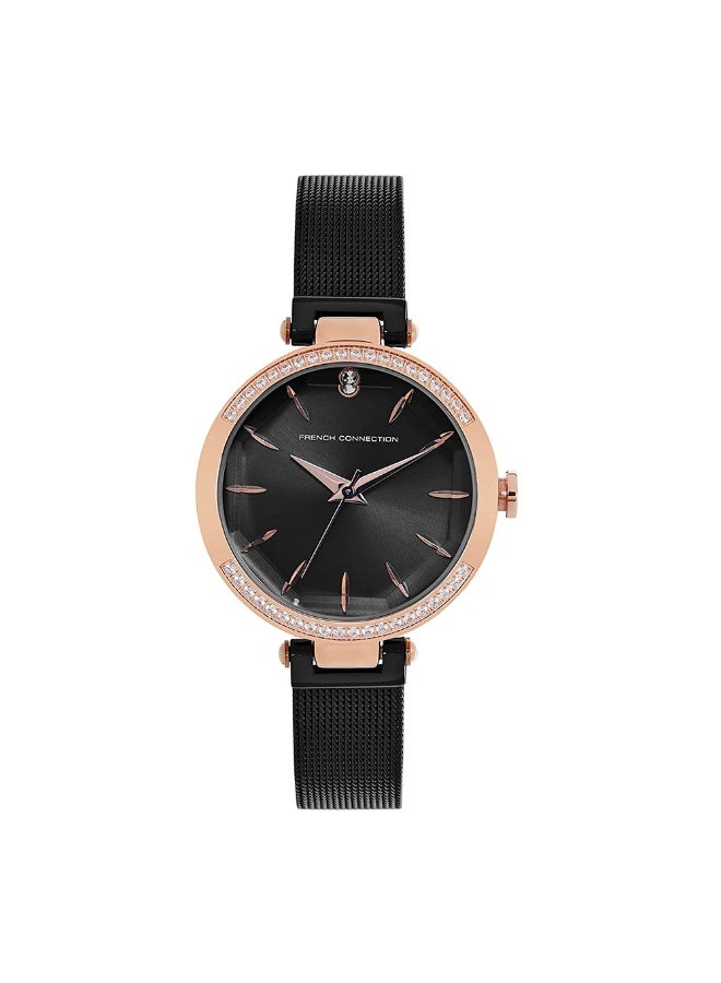 French Connection ساعة أنالوج للنساء بقرص بني وسوار من الفولاذ المقاوم للصدأ بني 32 مم - Image 1