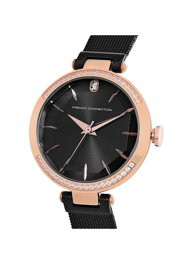 French Connection ساعة أنالوج للنساء بقرص بني وسوار من الفولاذ المقاوم للصدأ بني 32 مم - Image 2