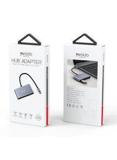 Yesido Yesido HB13 Hot Aluminum Alloy USB C Type-C Plug to 4 USB Ports For Laptop USB Hub - Grey  - Image 1