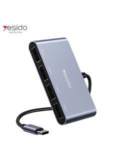 Yesido Yesido HB13 Hot Aluminum Alloy USB C Type-C Plug to 4 USB Ports For Laptop USB Hub - Grey  - Image 2