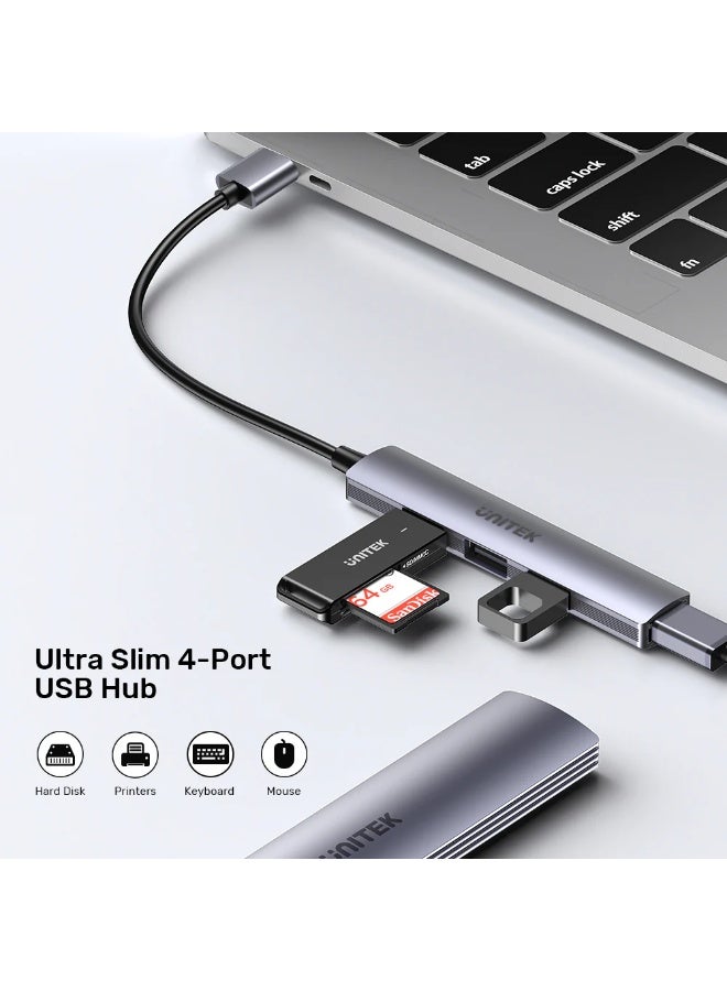 UNITEK يونيتك H-1208A محور USB، 4 في 1 USB-A، 4 منافذ محور USB 3.0 مزود بالطاقة - Image 4