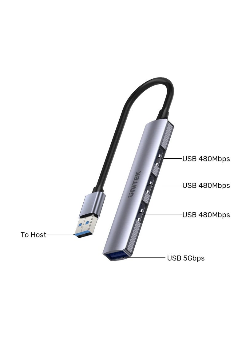 UNITEK - Unitek H-1208A USB HUB, 4-in-1 USB-A,  4 Ports Powered USB 3.0 Hub ( USB-3.0 to 3*USB-2.0 / 1*USB-3.0) - Image 1