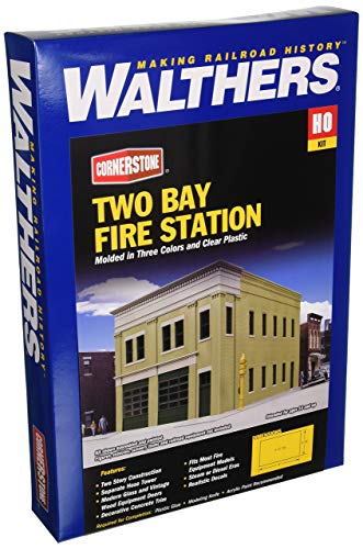 Walthers Cornerstone TwoBay Fire Station 9334022 HO Scale Model Railroad Structure Kit - Image 1