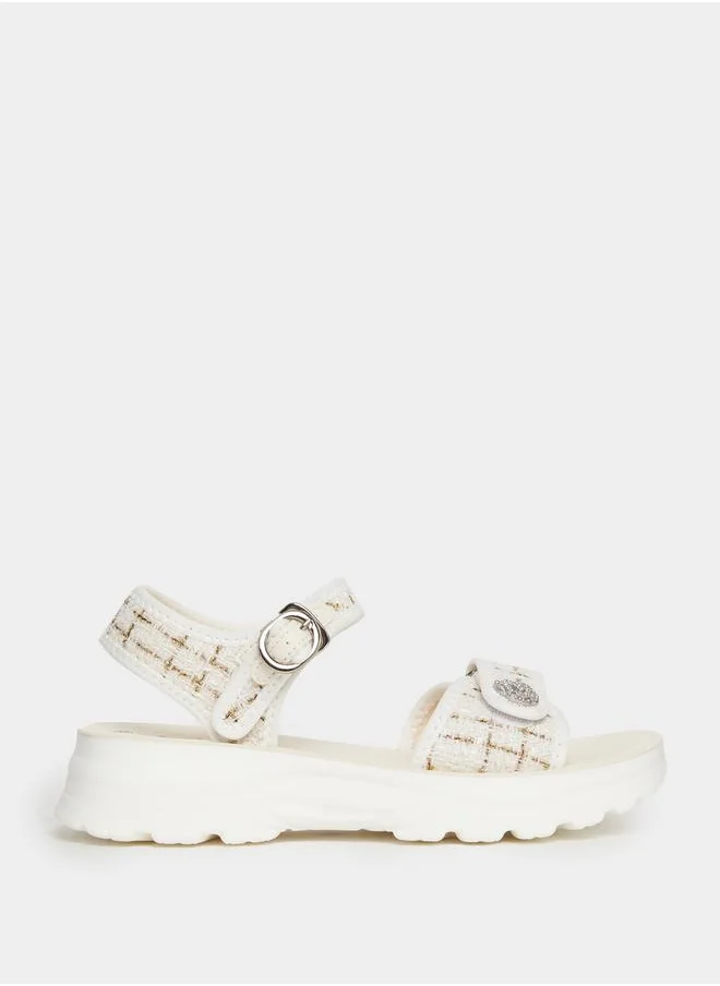 Styli Tweed Ankle Strap Comfort Sandals