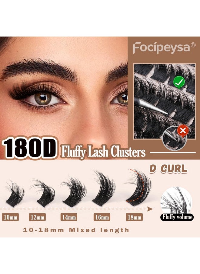Focipeysa Eyelash Extension Kit Thick Lash Clusters Kit 1018Mm Fluffy Clusters Lashes 180D Individual Eyelashes Kit With Lash Bond Lash Remover Lash Applicator Diy Lash Extension For Beginners (180Dd Curl) - Image 5