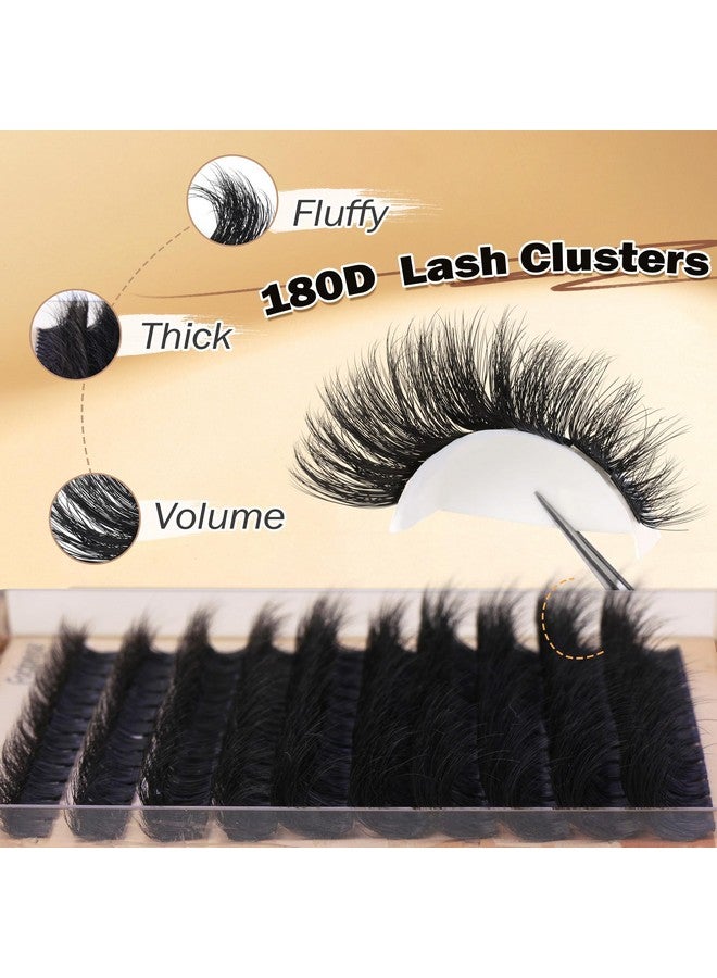 Focipeysa Eyelash Extension Kit Thick Lash Clusters Kit 1018Mm Fluffy Clusters Lashes 180D Individual Eyelashes Kit With Lash Bond Lash Remover Lash Applicator Diy Lash Extension For Beginners (180Dd Curl) - Image 2