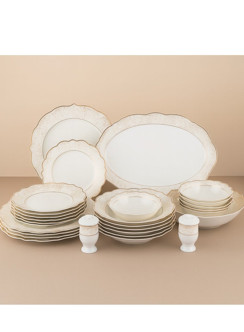 دانيا طقم سفرة بورسلان 28 قطعة نقش ذهبي مناسب ل 6 اشخاص - Image 1