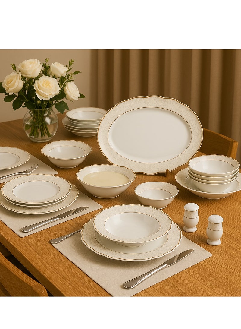 دانيا طقم سفرة بورسلان 28 قطعة نقش ذهبي مناسب ل 6 اشخاص - Image 2