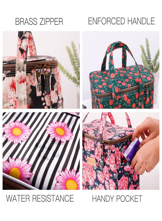 Kwang Min Floral Insulated Lunch Bag for Women,Reusable Lunch Box,Large Floral Cooler for Office,Picnic Outdoors,Beach,Premium Waterproof Fabric,Ideal Floral Lunch Bag (Daisy Yellow) - Image 5