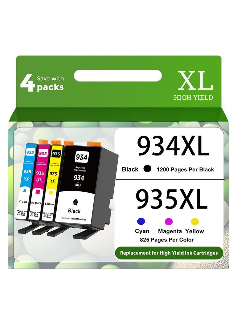 خراطيش طابعة 934 934 935 XL متعددة العبوات متوافقة مع خراطيش الطابعة 934XL 935XL حبر HP 6830 لطابعات HP Officejet Pro 6830 خراطيش طابعة Officejet Pro 6230 خراطيش Officejet 6820 (عبوة من 4) - Image 1