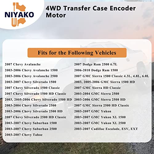 Niyako 4WD Transfer Case Shift Encoder Motor Actuator, Replacement# 𝟔𝟎𝟎-𝟗𝟏𝟎 𝟏𝟗𝟏𝟐𝟓𝟓𝟕𝟏 𝟓𝟏𝟕𝟎𝟓𝟒𝟑𝐀𝐀 Fit Chevy Avalanche Silverado Tahoe Suburban Sierra Yukon XL Escalade - Image 3