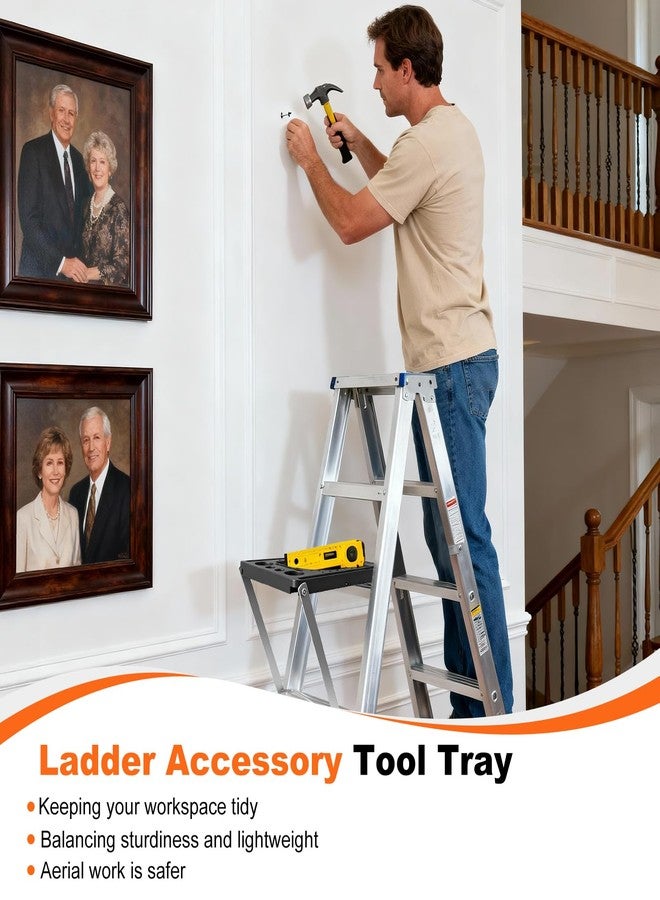 GQGP Anti-Slip Plastic Ladder Work Platform Tray - 17x12 Inch Ladder Accessory Project Tray for Step/Extension Ladders, 400 Pound Capacity Tool Stand System for Painters - Image 4