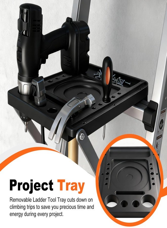 GQGP Anti-Slip Plastic Ladder Work Platform Tray - 17x12 Inch Ladder Accessory Project Tray for Step/Extension Ladders, 400 Pound Capacity Tool Stand System for Painters - Image 3