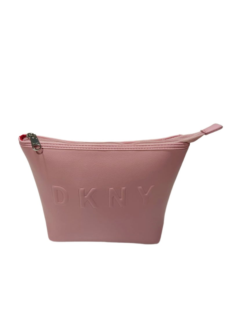 DKNY Trademark Beauty Case | Women’s Travel Cosmetic & Makeup Organizer | Large Size | Rose Dust - Image 1