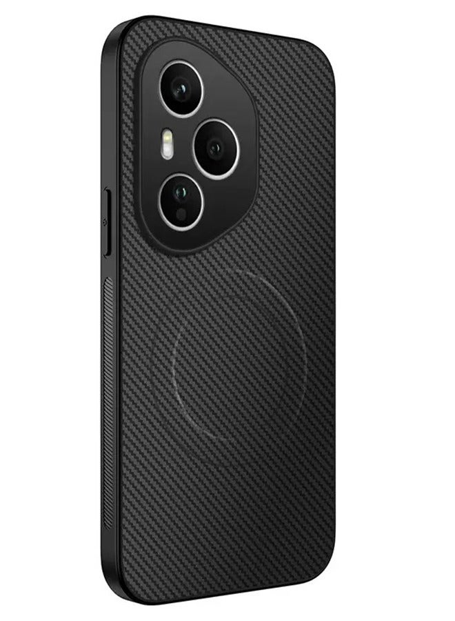 حافظة مغناطيسية لـ Honor 400 Pro، حافظة قماش قطني طويل ممتاز، حماية عدسة الكاميرا المرتفعة ， من الدرجة العسكرية ， غطاء هونر 400 برو برو ， مريح الملمس ， أسود - Image 1