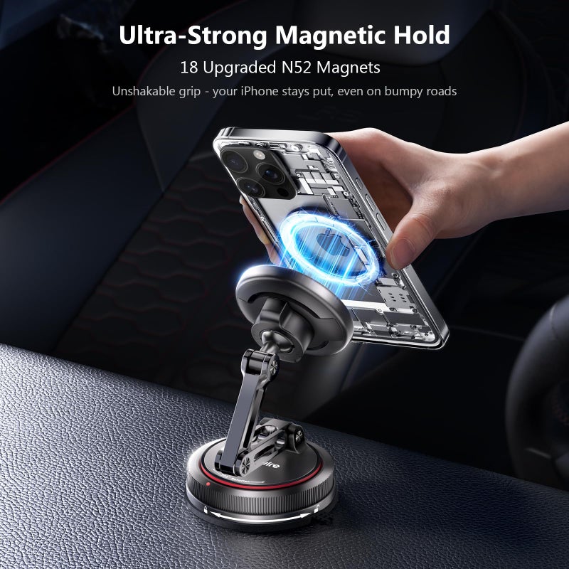 SYNCWIRE for MagSafe Car Mount [3-Axis] Nano Adhesive Gel + Strong Suction Cup Magnetic Phone Holder for Dashboard & Windshield, 360Â° Adjustable for iPhone 17 16 15 14 13 12, Samsung, Carbon Fiber - Image 2