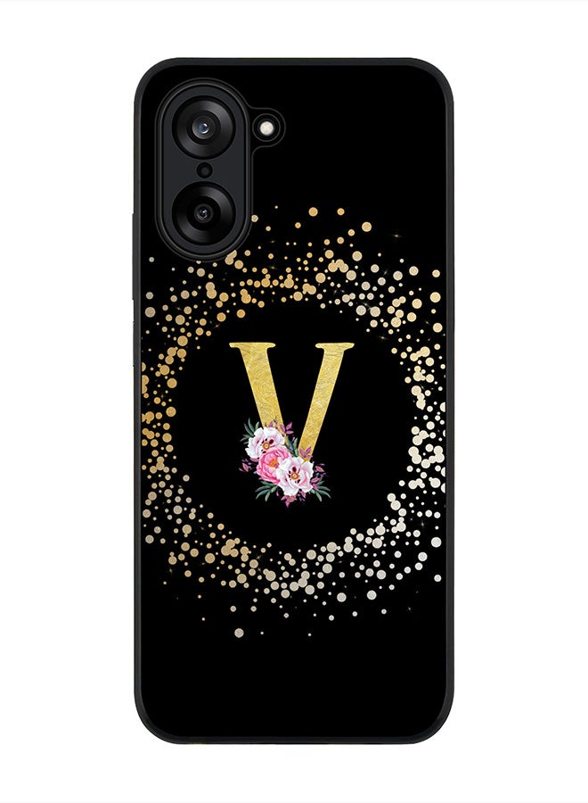 Stylizedd For OnePlus Nord CE5 / Ace 5 Racing Case,Slim fit Camera Protection, Shockproof Thin Phone cover  - Custom Monogram Floral - V ( Black )