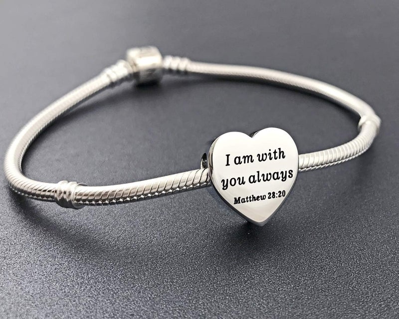 MUERDOU Heart Charm Fit Pandora Charms Bracelet Christian Bible Verse Charm Prayer Faith Religious Charms Gifts for Women - Image 5