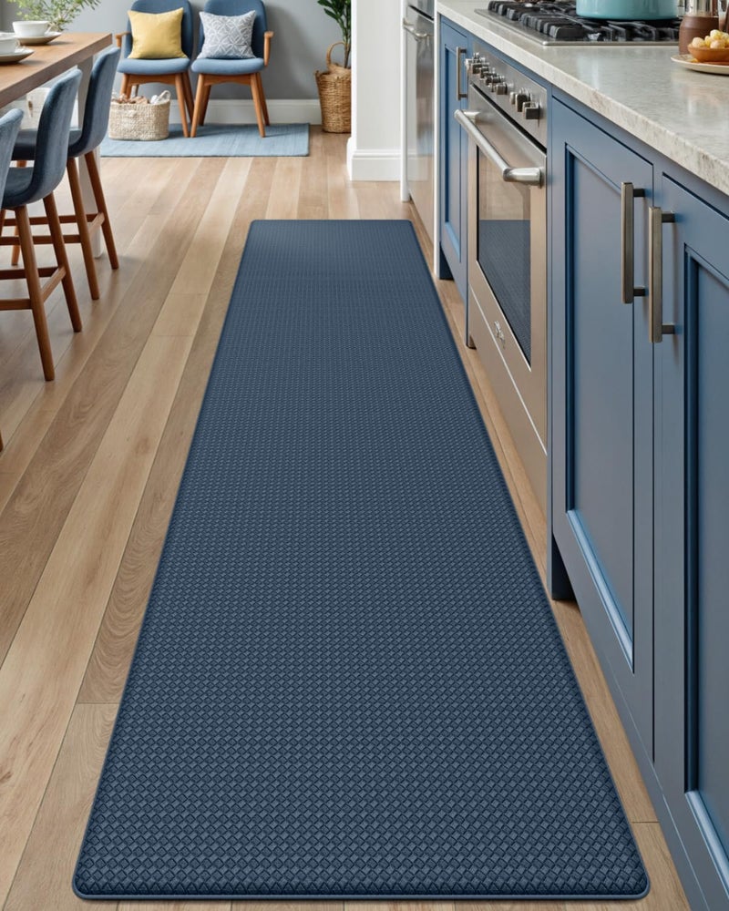 DEXI Kitchen Floor Mats Cushioned Anti Fatigue 17x95 Long Standing Runner Rug Waterproof Comfort Memory Foam Padded for Front Sink Laundry Navy