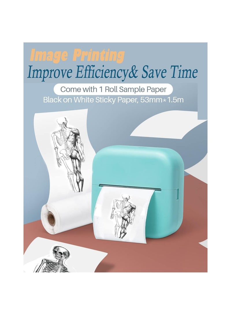 SYOSI Mini Thermal Printer, Pocket Sticker Printer Label Makers, Inkless Printer with 1 Roll Paper, Portable Blutooth Small Printer, Study Printer for Pictures, Photos, Journals, DIY - Image 2