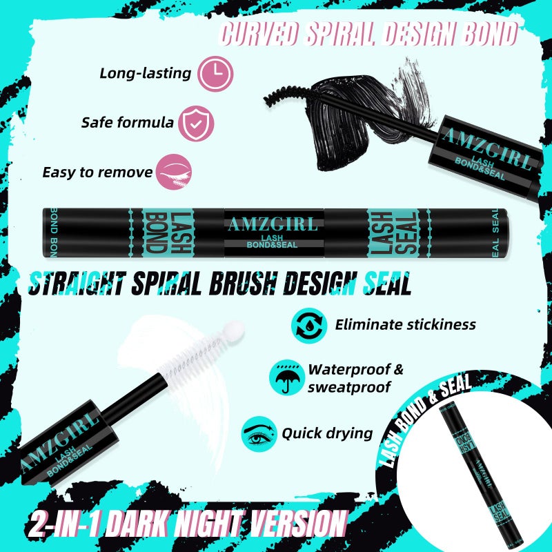 AMZGIRL LASH Midnight DIY Lash Extension Kit, 144 pcs Eyelash Clusters Kit Lash Bond and Seal, Lash Glue Remover and Applicator for Individual False Eyelashes Kit Lash Extensions(D-Mix 8-16mm Kit) - Image 4