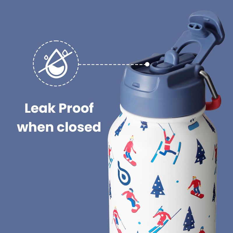 BOTTLE BOTTLE 32 oz Insulated Water Bottle Stainless Steel Sport Water Bottle with Straw Dual-use Lid Design for Gym with Pill Box (Skiing) - Image 4