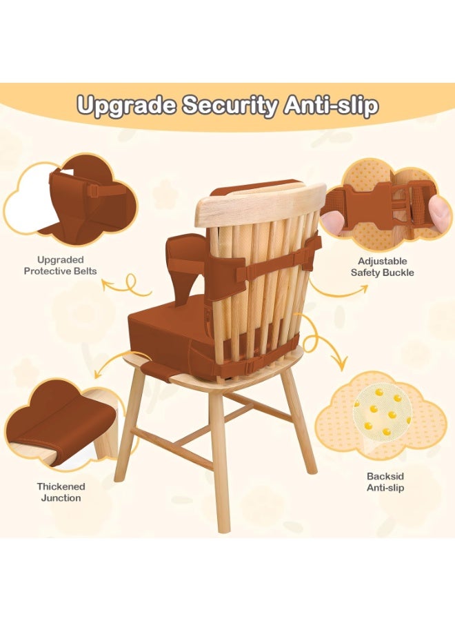 XiuWoo Foldable Toddler Booster Seat, 10cm Pu Non-Slip Baby Booster Seat, Portable Travel High Chair Boosterst, Universal Toddler Seat Cushion for Dining Table with Backrest and Adjustable Straps - Image 3