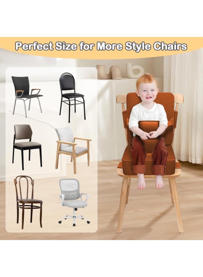 XiuWoo Foldable Toddler Booster Seat, 10cm Pu Non-Slip Baby Booster Seat, Portable Travel High Chair Boosterst, Universal Toddler Seat Cushion for Dining Table with Backrest and Adjustable Straps - Image 5