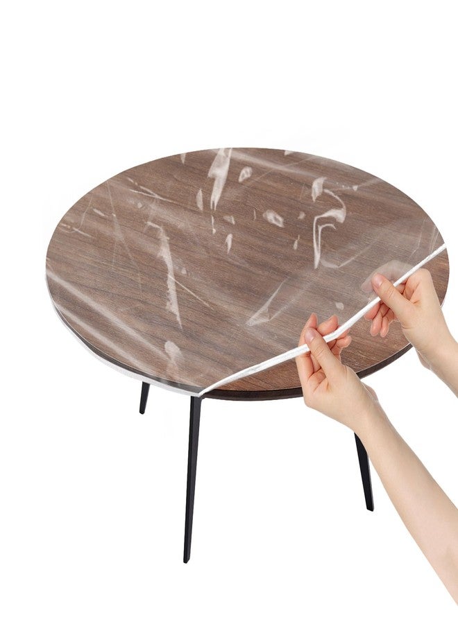 Klmnop Clear Round Fitted Vinyl Tablecloth, Fits 48 Inch Round Table, Elastic Edged Plastic Tablecloth, Waterproof Oil-Proof Table Cover(Clear) - Image 1