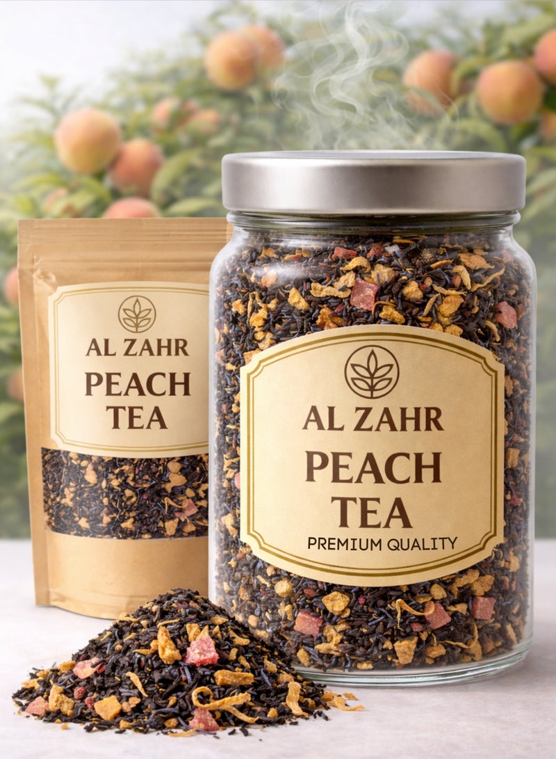 Zahr Peach Tea Herbal Leaves (Shai Khokh) – Premium Ceylon Black Tea with Peach, Berry & Flower Infusion | Natural Loose Leaf Herbal Blend for Gardening, Horticulture & Gourmet Tea Use - Image 1