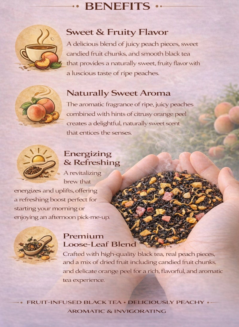 Zahr Peach Tea Herbal Leaves (Shai Khokh) – Premium Ceylon Black Tea with Peach, Berry & Flower Infusion | Natural Loose Leaf Herbal Blend for Gardening, Horticulture & Gourmet Tea Use - Image 3