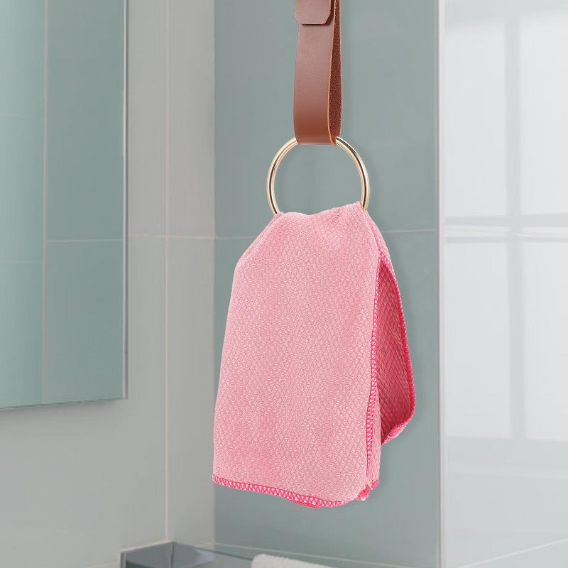 Wall Mounted Towel Ring Holder 12cm PU Leather Bathroom Storage Accessory - Image 5