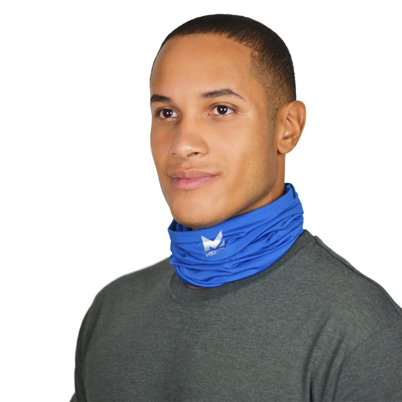 MISSION Cooling 12-in-1 Neck Gaiter, Blue - Lightweight & Durable - Cools Up to 2 Hours - UPF 50 Sun Protection - Machine Washable - Image 1