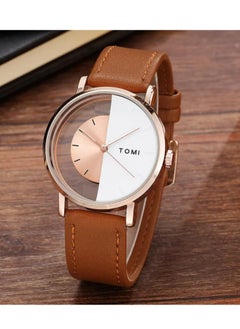 TOMI A unisex Brown Analog Leather Watch  - Image 1