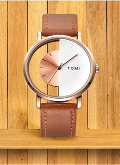 TOMI A unisex Brown Analog Leather Watch  - Image 4