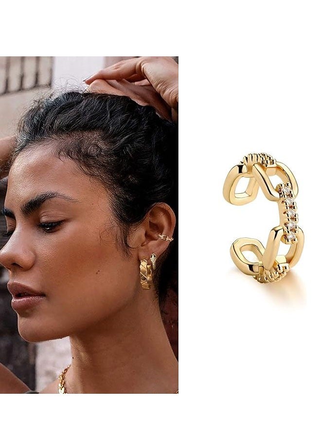 Mevecco Women Ear Cuff Earring Gold Non Pierced Ear Cartilage Clip on Wrap Hoop 14K Gold Filled Tiny Boho Beach Simple Minimalist Delicate Handmade Hypoallergenic Jewelry Gift-Sold as Single/Pair - Image 3