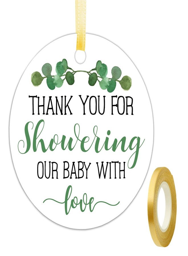 None/Brand Golden Ribbon Baby Shower Favor Tags - 2 Inches, 50 Count with String - Image 1