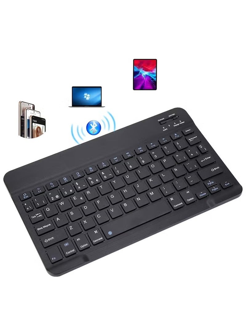 MIGOFAST Ultra Slim Bluetooth Keyboard Portable Mini Wireless Keyboard Rechargeable for Apple iPad iPhone Samsung Tablet Phone Smartphone iOS Android Windows 10 inch Black - Image 1
