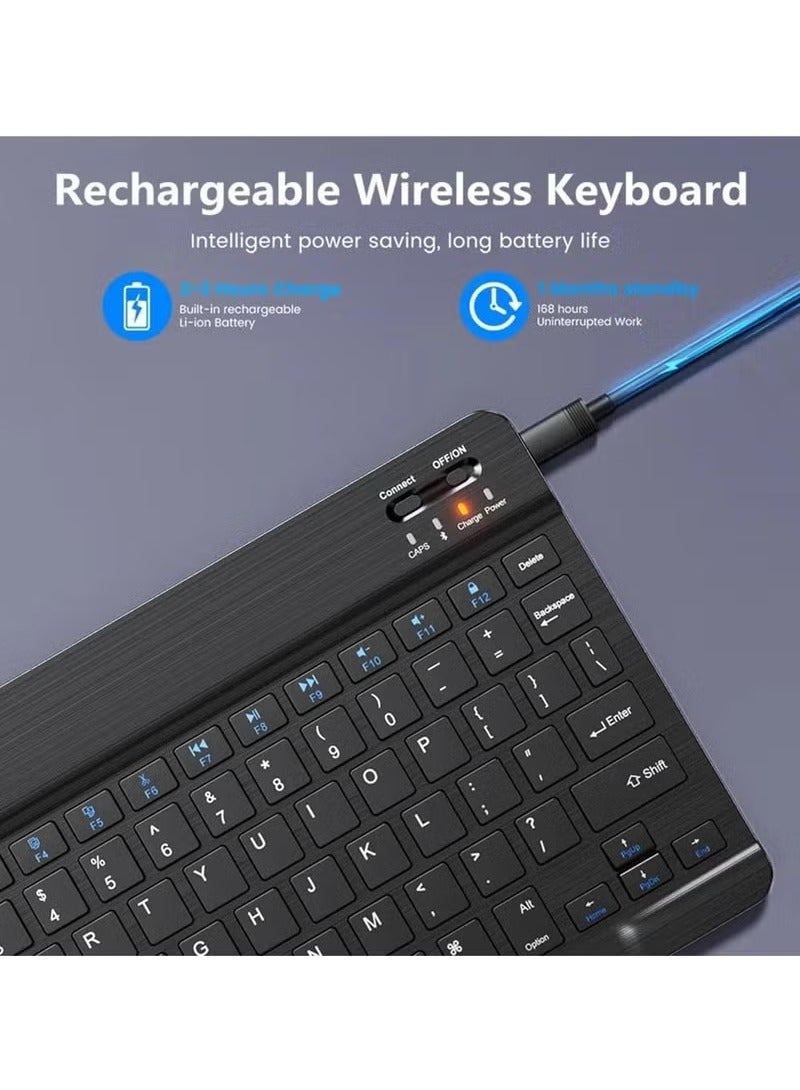 MIGOFAST Ultra Slim Bluetooth Keyboard Portable Mini Wireless Keyboard Rechargeable for Apple iPad iPhone Samsung Tablet Phone Smartphone iOS Android Windows 10 inch Black - Image 2