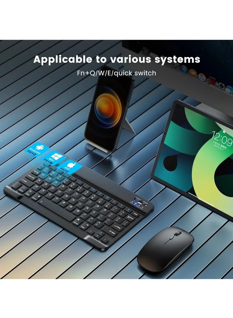 MIGOFAST Ultra Slim Bluetooth Keyboard Portable Mini Wireless Keyboard Rechargeable for Apple iPad iPhone Samsung Tablet Phone Smartphone iOS Android Windows 10 inch Black - Image 3