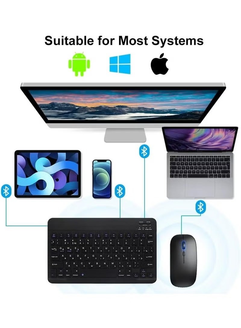 MIGOFAST Ultra Slim Bluetooth Keyboard Portable Mini Wireless Keyboard Rechargeable for Apple iPad iPhone Samsung Tablet Phone Smartphone iOS Android Windows 10 inch Black - Image 4