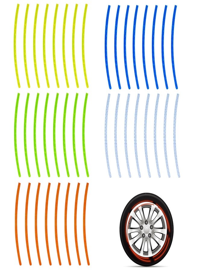 Gabrella 40 Pcs Reflective Wheel Rims Strip Sticker, Car Wheel Decorative Stripe Stickers, Night Safety Warning Stickers, Reflective Decoration Strips for Car Motorcycle Bicycles - Image 1