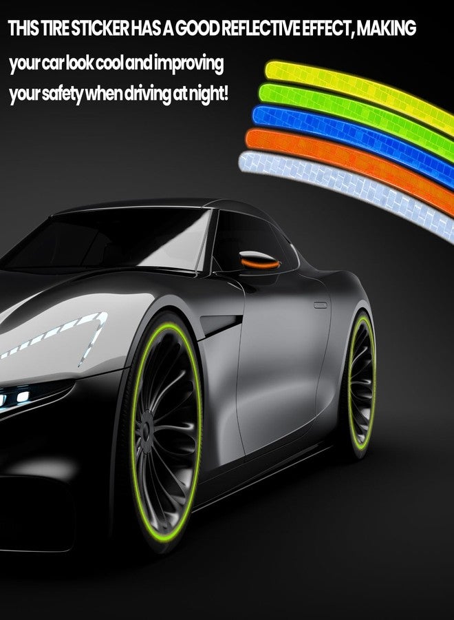 Gabrella 40 Pcs Reflective Wheel Rims Strip Sticker, Car Wheel Decorative Stripe Stickers, Night Safety Warning Stickers, Reflective Decoration Strips for Car Motorcycle Bicycles - Image 3