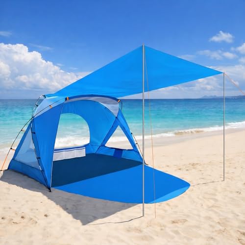 Etto Beach Tent, Portable Sun Shelter for 2/3/4/6-8 Person with UPF 50+ UV Protection, Easy Setup Waterproof Beach Shade Canopy Cabana for Family Outdoor and Picnics, Fishing with Carrying Bag - Image 1