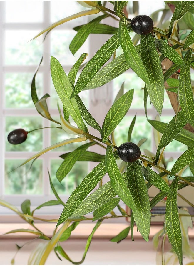 Zvezvia 210CM Faux Olive Tree - Fake Potted Olive Silk Tree with Planter Natural Olive Branches and Realistic Leaves Artificial Tree for Home House Office Decor Indoor  - Image 2